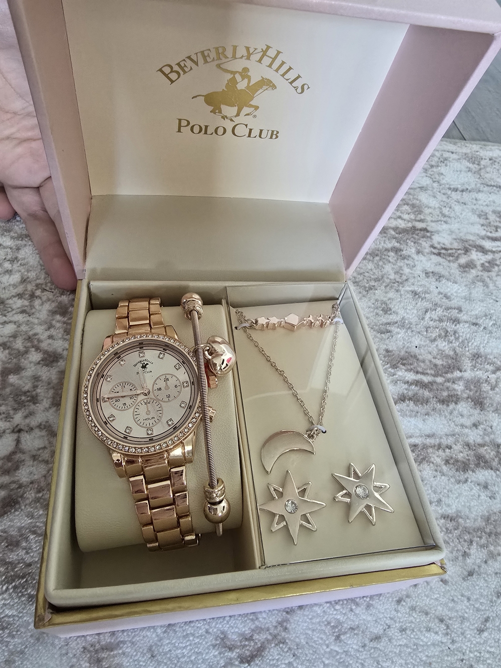Beverly Hills Polo Club Rose Gold Watch and Jewelry Ensemble